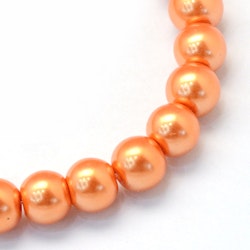 Vaxade glaspärlor 4 mm orange, 1 sträng