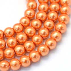 Vaxade glaspärlor 8 mm orange, 1 sträng