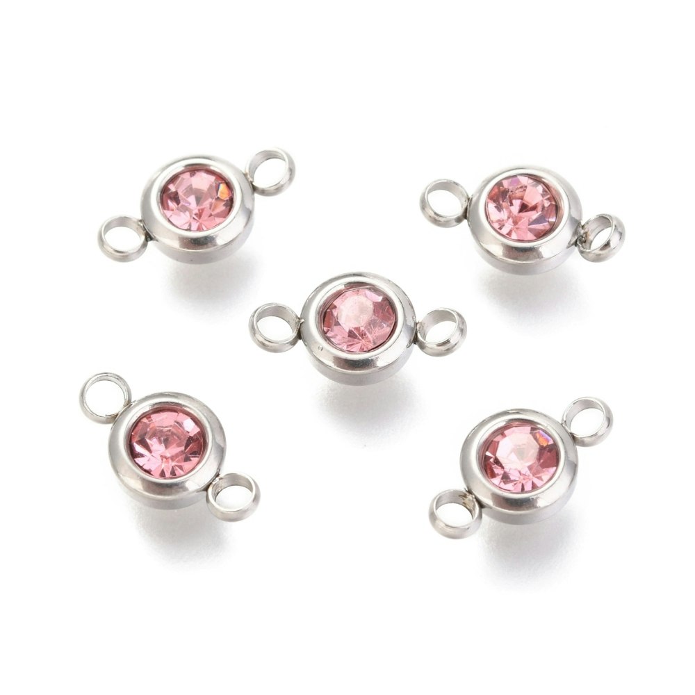 Rostfritt stål connector liten rosa, 1 st