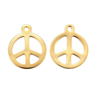 Guldfärgat rostfritt stål berlock peace, 1 st