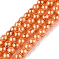 Vaxade glaspärlor 3 mm mörk orange, 1 sträng