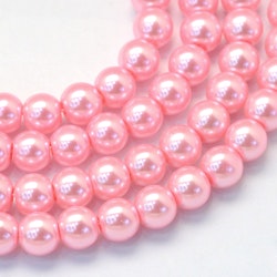 Vaxade glaspärlor 4 mm rosa, 1 sträng