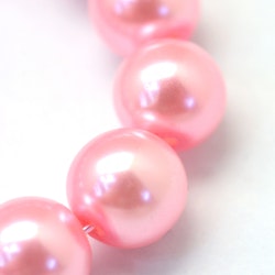 Vaxade glaspärlor 8 mm rosa, 1 sträng