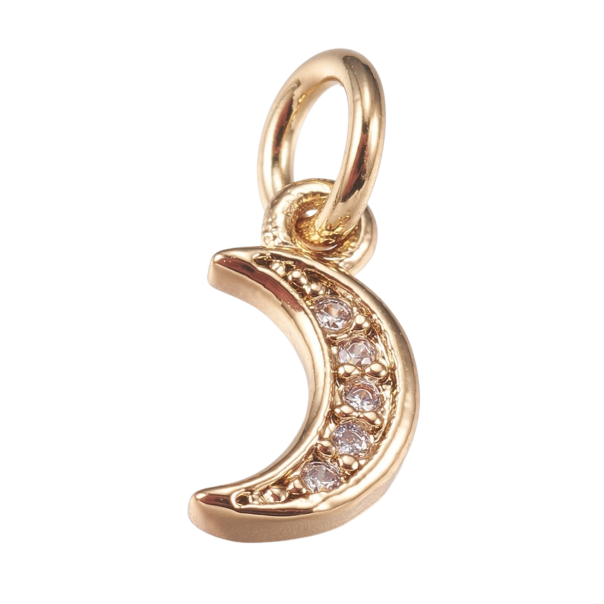 Guldfärgad berlock cubic zirconia liten måne, 1 st