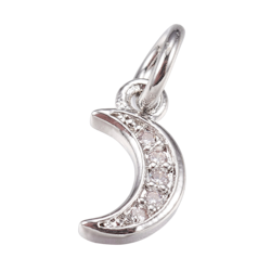 Antikfärgad berlock cubic zirconia liten måne, 1 st
