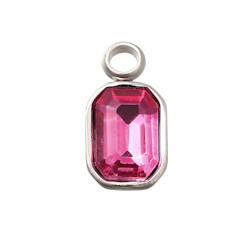 Rostfritt stål berlock rektangel cerise, 1 st