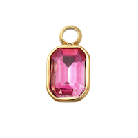 Guldfärgat rostfritt stål berlock rektangel cerise med PVD plätering, 1 st