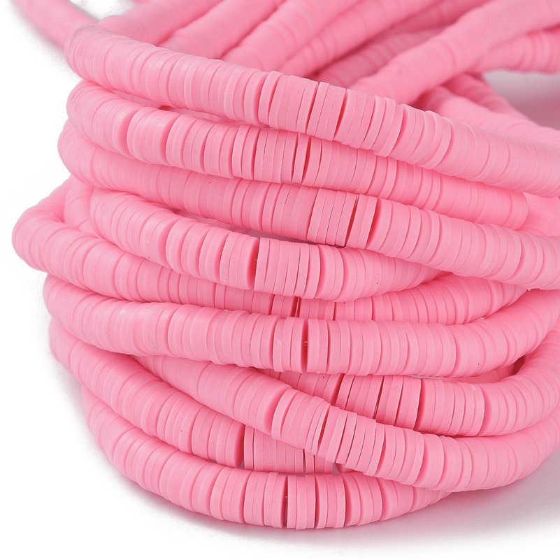 Heishi pärlor rosa, 1 sträng