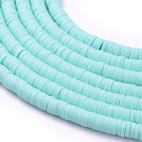 Heishi pärlor aqua, 1 sträng