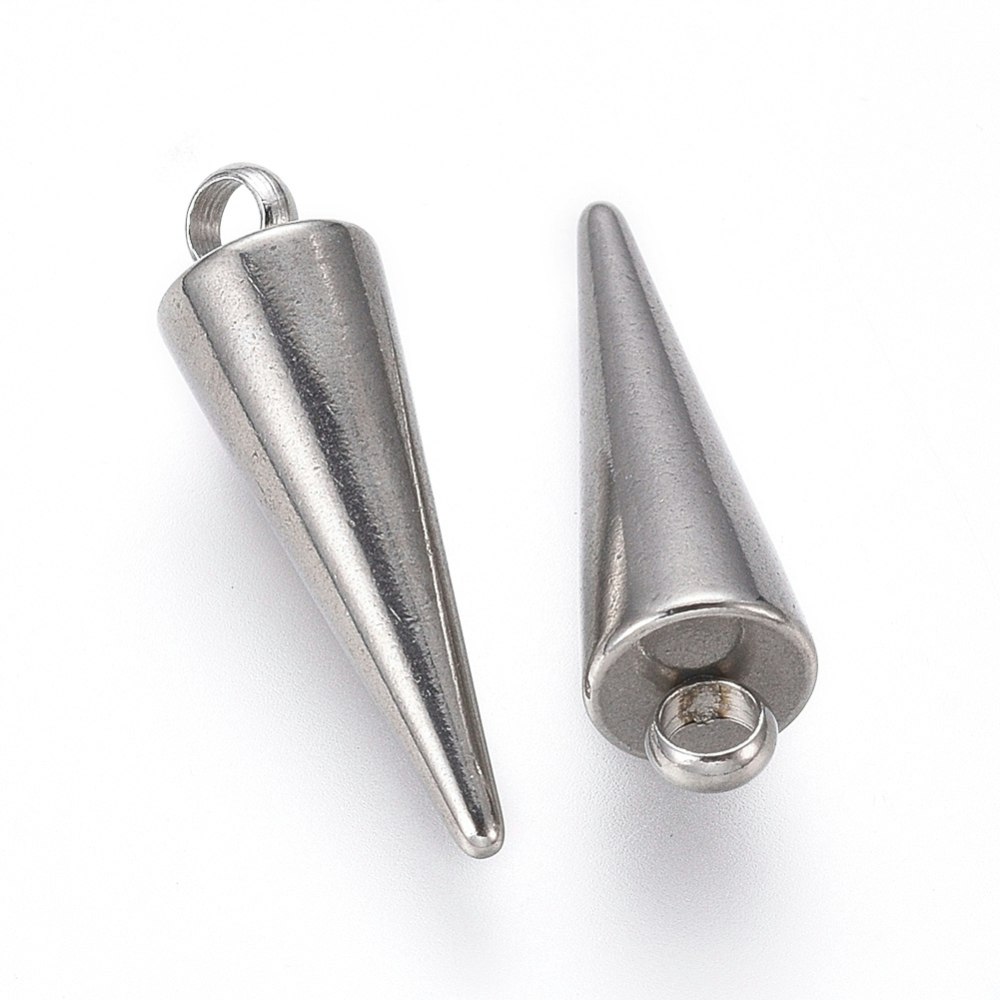 Rostfritt stål berlock spike/kon, 1 st