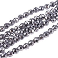Antikfärgad hematit facetterade 4 mm, 1 sträng