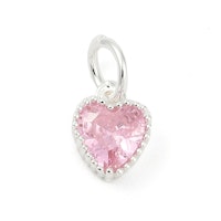Silverfärgad berlock rosa hjärta och ring med cubic zirconia, 1 st