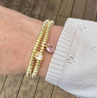 Guldfärgad berlock rosa hjärta och ring med cubic zirconia, 1 st
