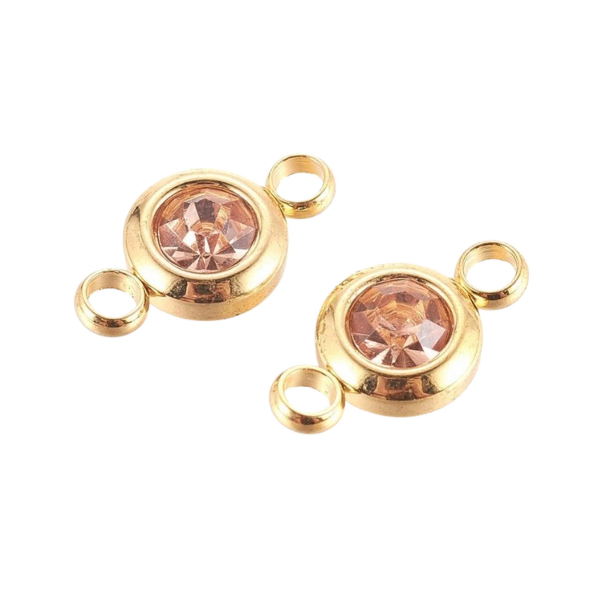 Guldfärgat rostfritt stål connector liten peach med PVD plätering, 1 st