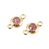 Guldfärgat rostfritt stål connector liten rosa med PVD plätering, 1 st