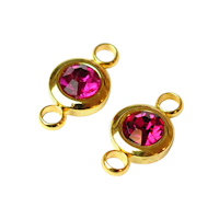 Guldfärgat rostfritt stål connector liten cerise med PVD plätering, 1 st