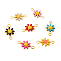 Guldfärgat rostfritt stål connectors blommor mix, 5 st