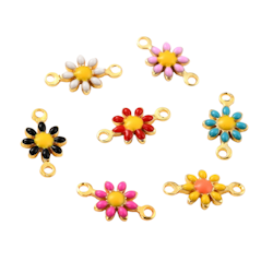 Guldfärgat rostfritt stål connectors blommor mix, 5 st