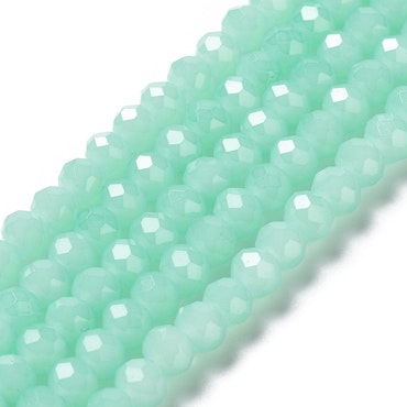 Facetterade abacus 4x3 mm aqua, 1 sträng