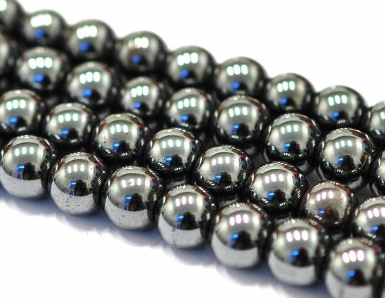 REA: Svartfärgad hematit runda 10 mm, 10 st
