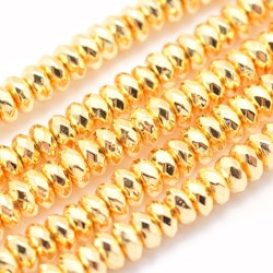 Guldfärgad hematit facetterade rondeller 4x2.5 mm, 1 sträng