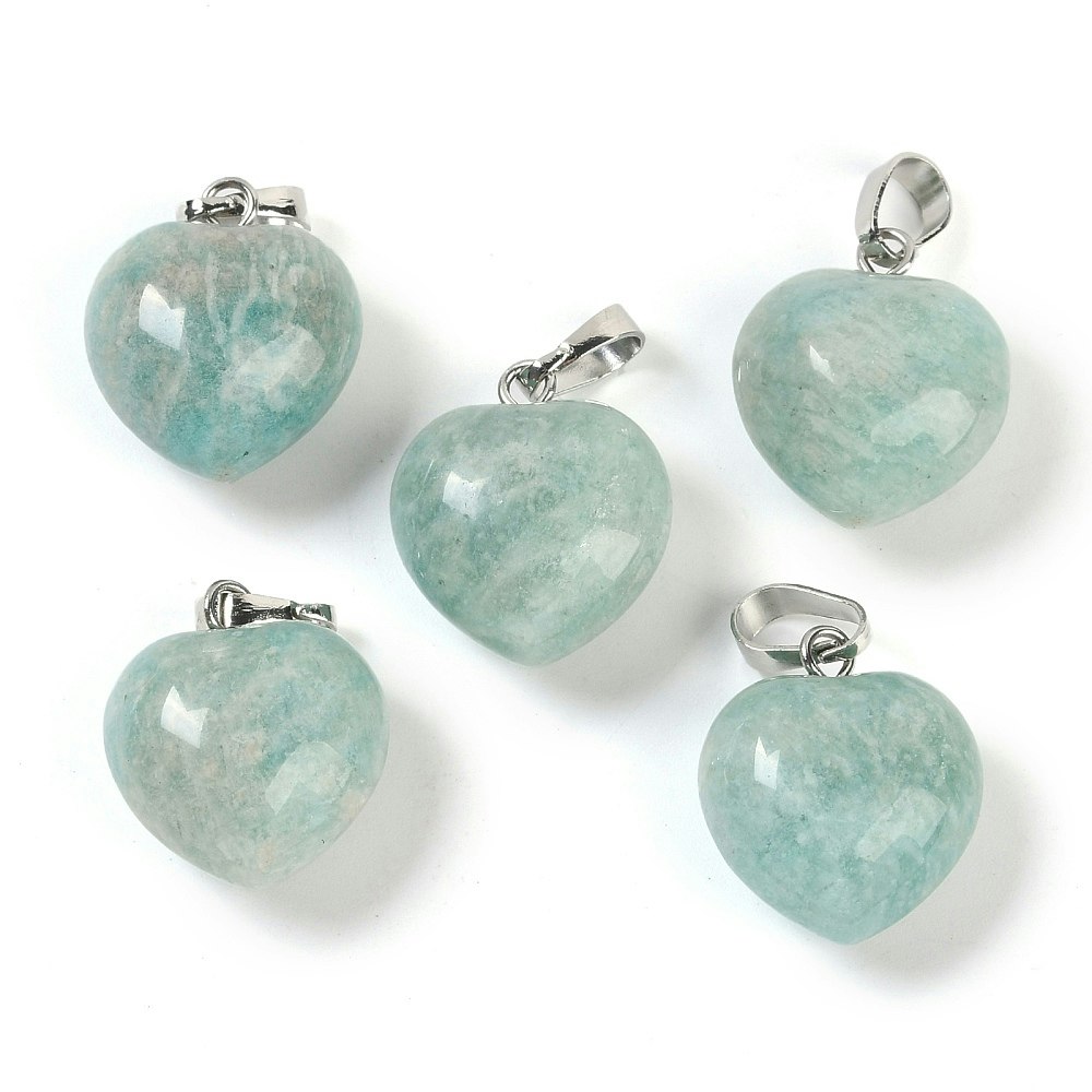 Antikfärgat hänge hjärta amazonite, 1 st