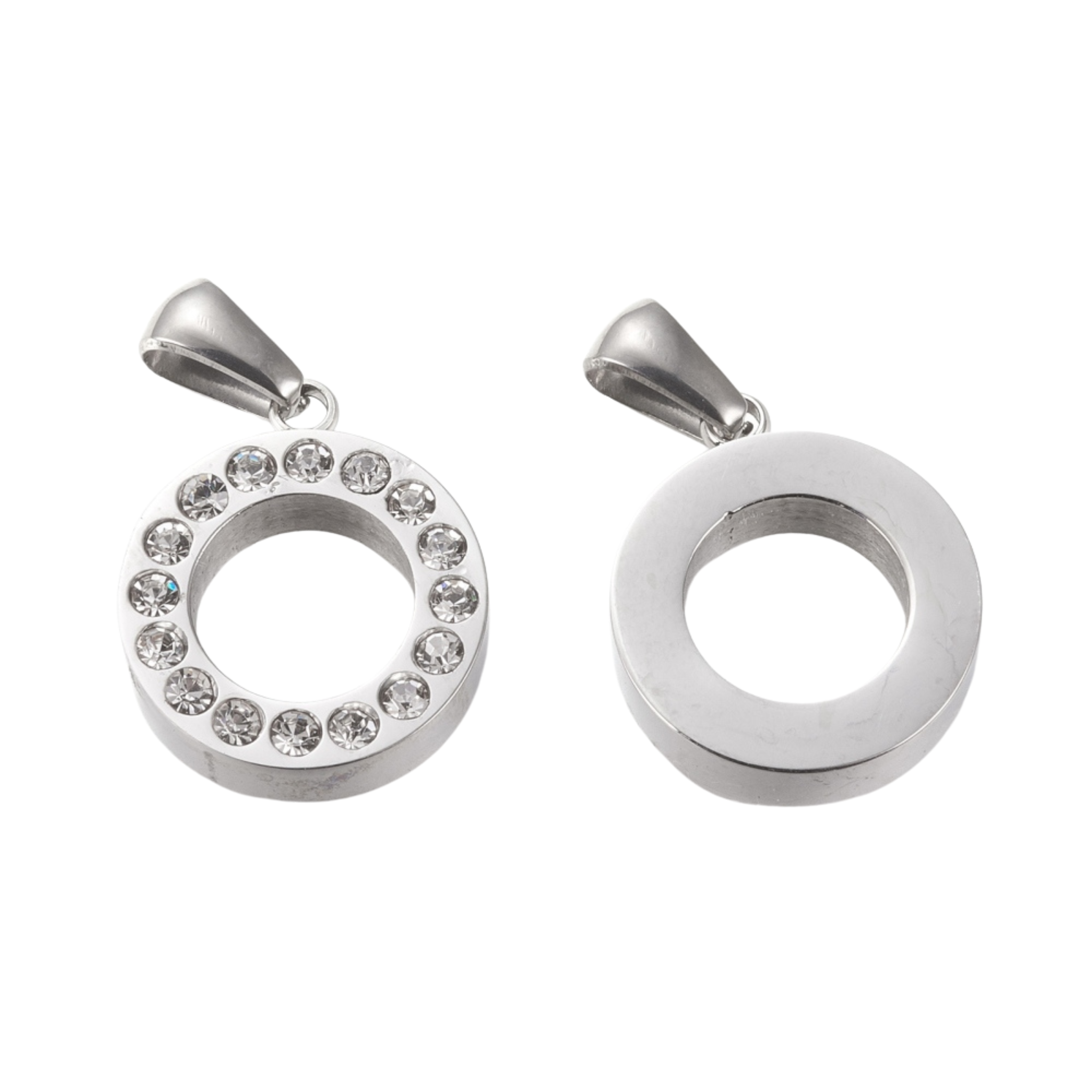 Rostfritt stål hänge med strass, 1 st