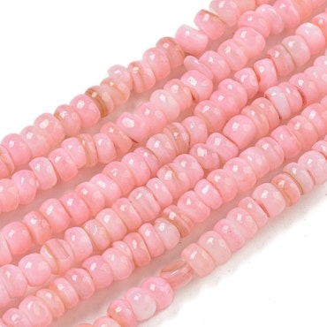 Snäckskalsrondeller 4x2 mm rosa, 1 sträng