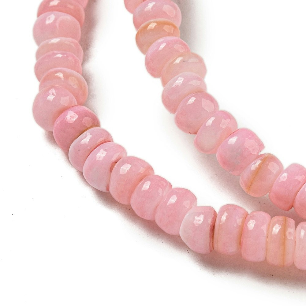 Snäckskalsrondeller 4x2 mm rosa, 1 sträng