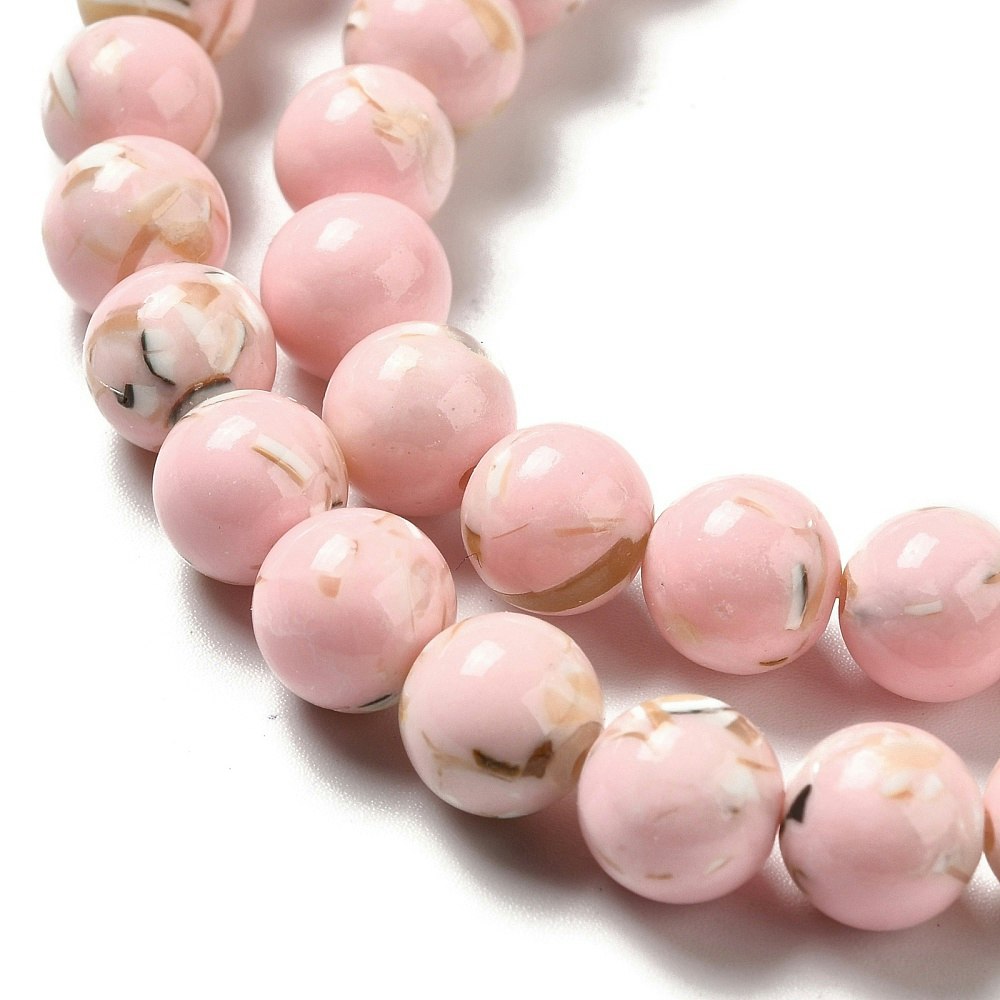 Snäckskalspärlor runda 6 mm rosa 1 sträng