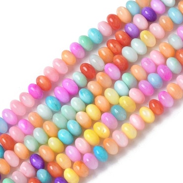 Snäckskalsrondeller 5x3 mm mix, 1 sträng