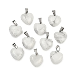 Antikfärgat hänge hjärta howlite vit, 1 st
