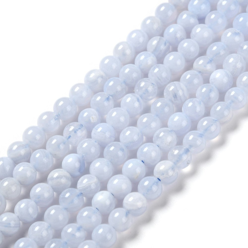 Blue lace agate 4 mm, 1 sträng