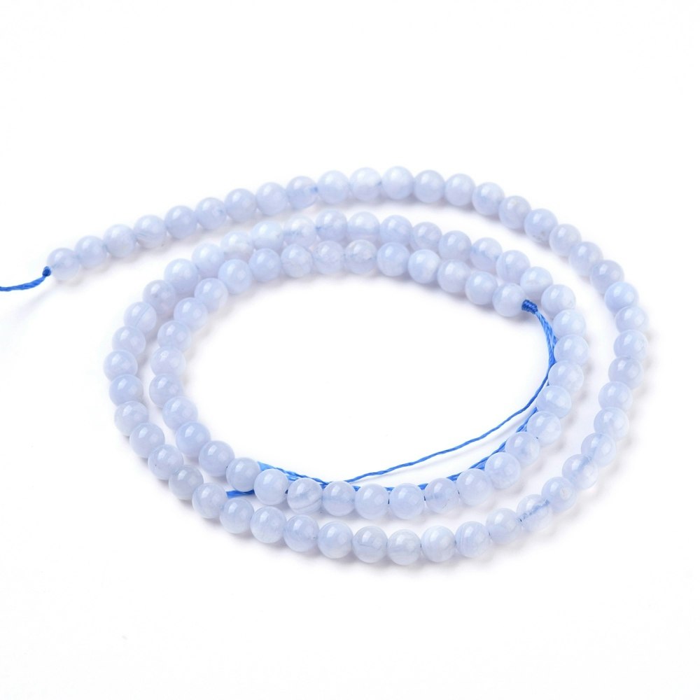 Blue lace agate 4 mm, 1 sträng