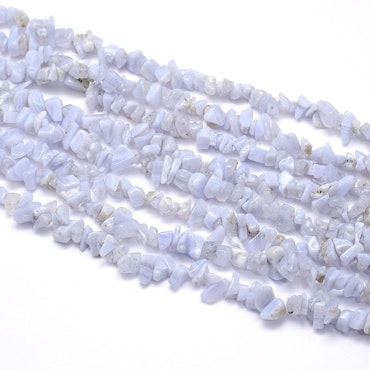 Blue lace agate chips,  1 sträng