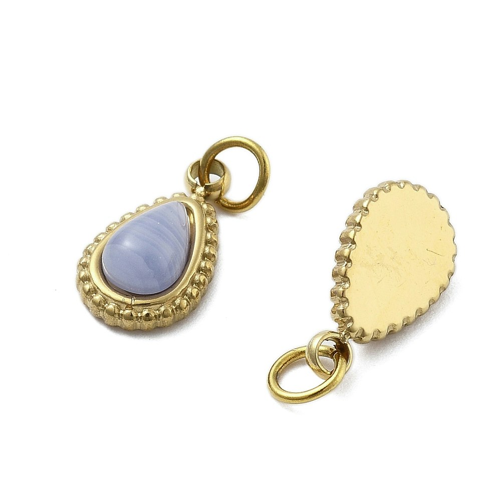 Blue lace agate litet hänge med PVD plätering, 1 st