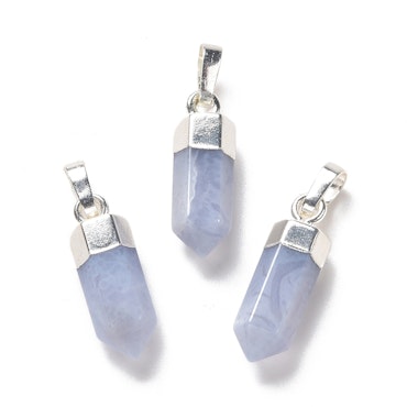 Blue lace agate hänge bullet, 1 st