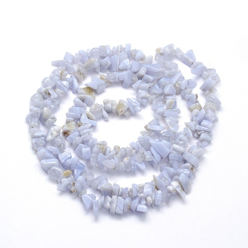 Blue lace agate chips,  1 sträng