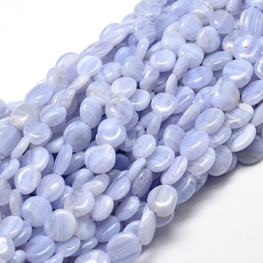 Blue lace agate nuggets,  1 sträng