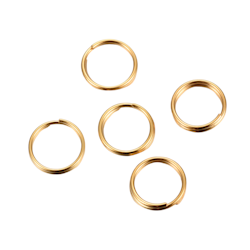 Guldfärgat rostfritt stål dubbelringar 6 mm med PVD plätering, ca 20 st