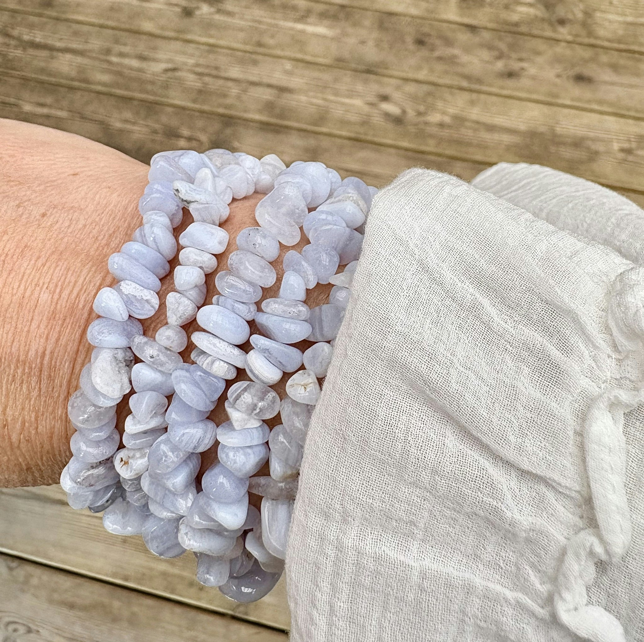 Blue lace agate chipsarmband