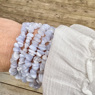 Blue lace agate chipsarmband