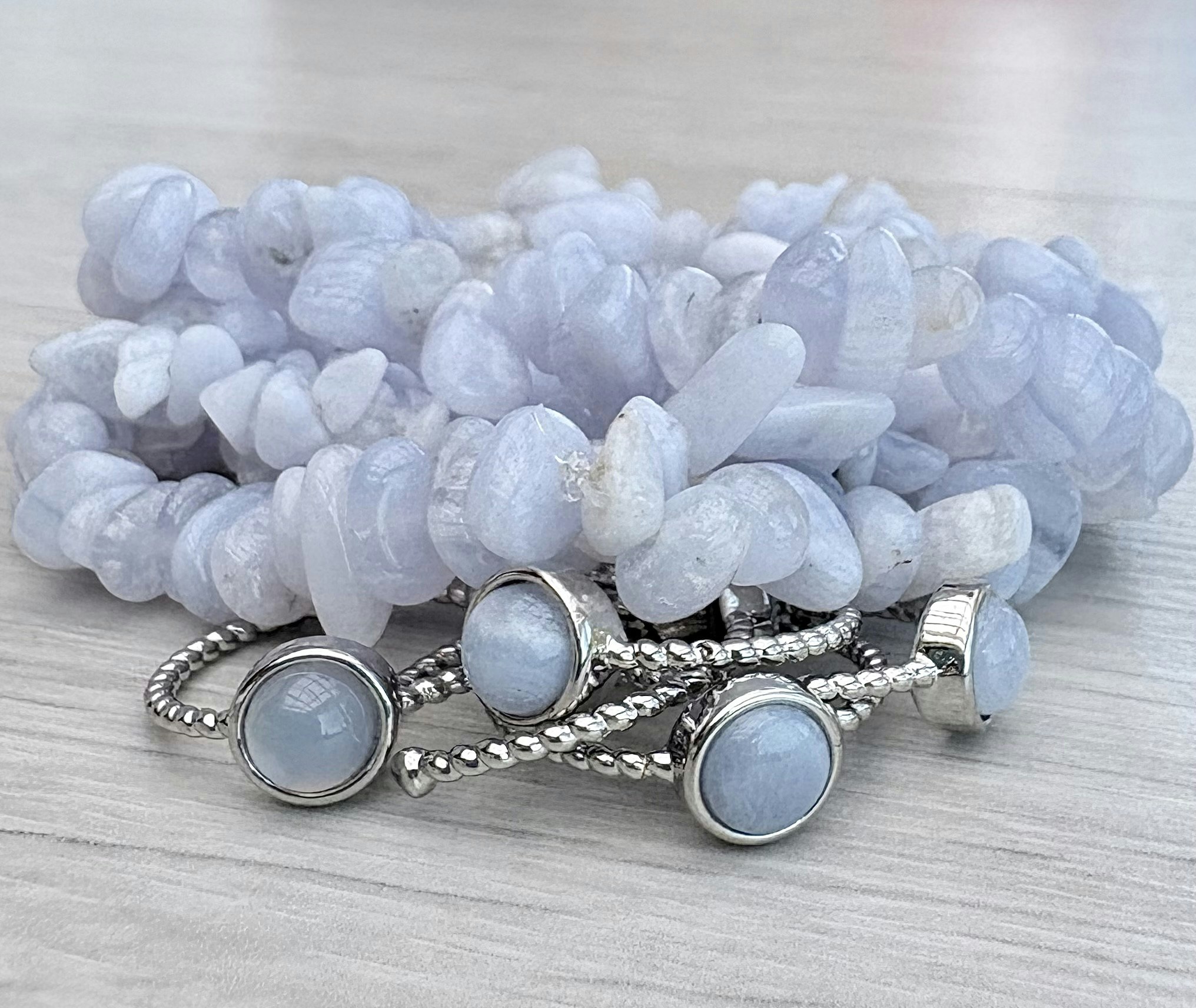 Blue lace agate chipsarmband
