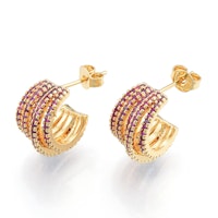 Örhängen rosa creoler med cubic zirconia, 1 par