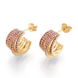 Örhängen rosa creoler med cubic zirconia, 1 par