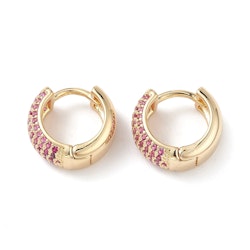 Örhängen rosa hoops med cubic zirconia, 1 par