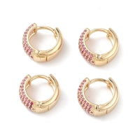 Örhängen rosa hoops med cubic zirconia, 1 par