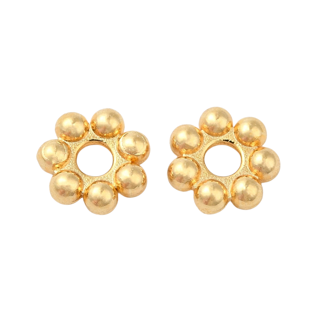 Guldfärgat rostfritt stål daisys 4 mm med 18k plätering, ca 20 st