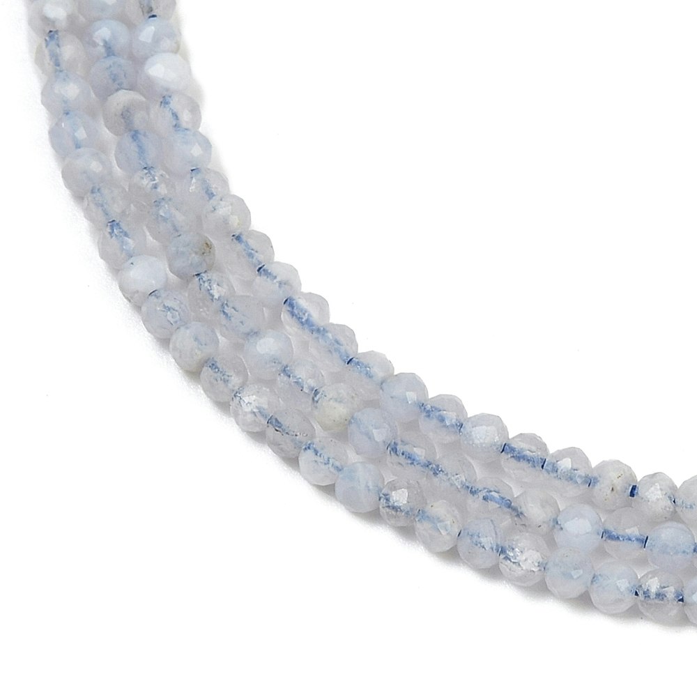 Facetterad blue lace agate 2 mm, 1 sträng