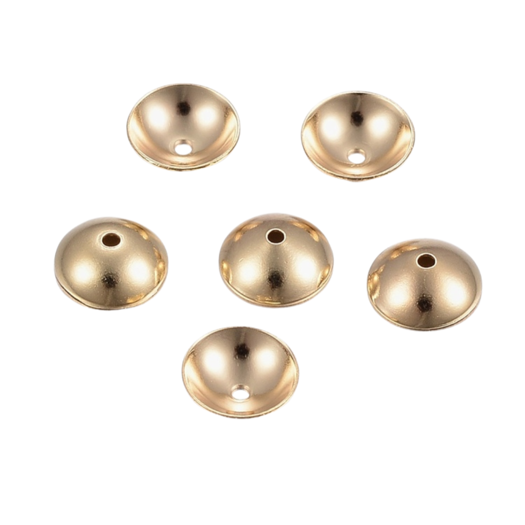 Guldfärgat rostfritt stål pärlhattar 6 mm med 18k plätering, 10 st